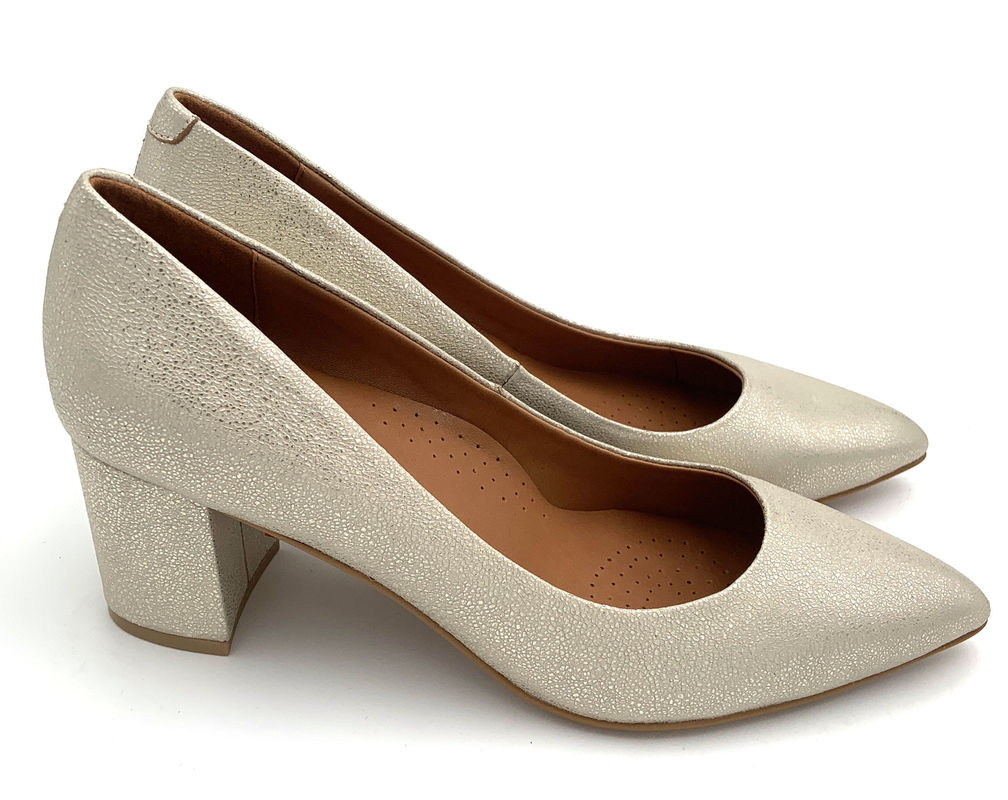 Femme di moda con tacchi a pompa Materiale di pelle con tacco grosso OEM