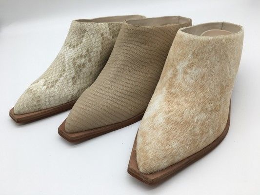 Materiale di pelle Mulette da donna tacchi, tacchi alti 4,5 pollici Muletti con dito stretto