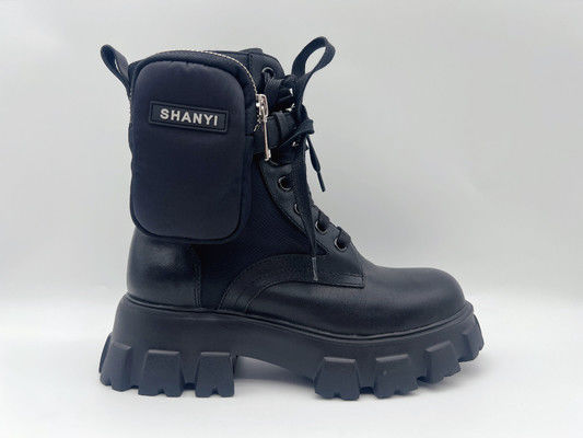 Scarpe da piattaforma da donna con lacci nero bianco colore per abbigliamento occasionale