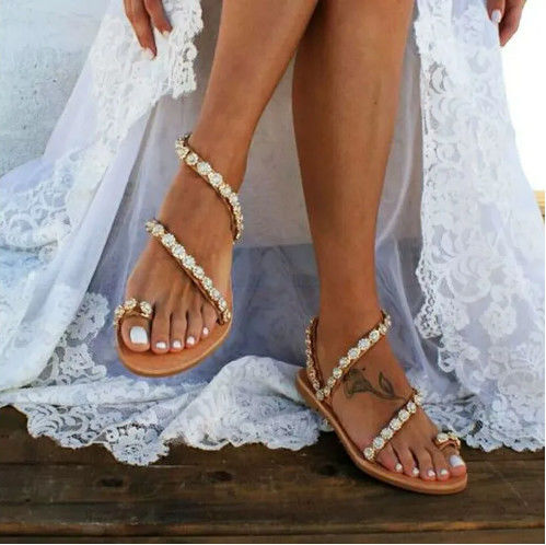 Calzature da sole di gomma da donna calzature da estate piatte con chiusura a fibbia